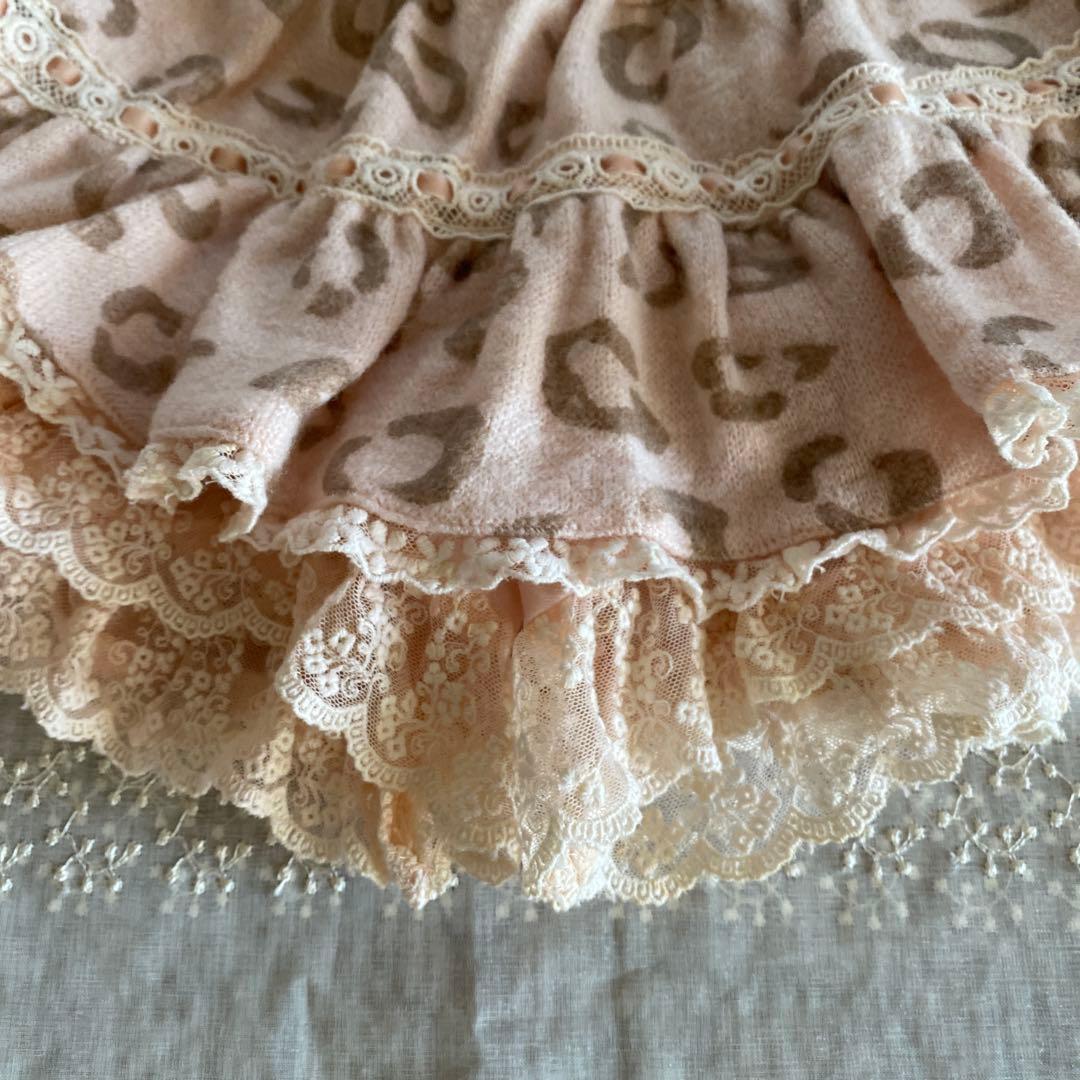 LIZ LISA スカパン　ミニスカート　フリル　起毛 ヒョウ柄　ピンク