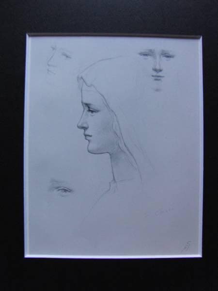 船越保武、聖クララ、希少額装用画集画、大判、新品高級額装付