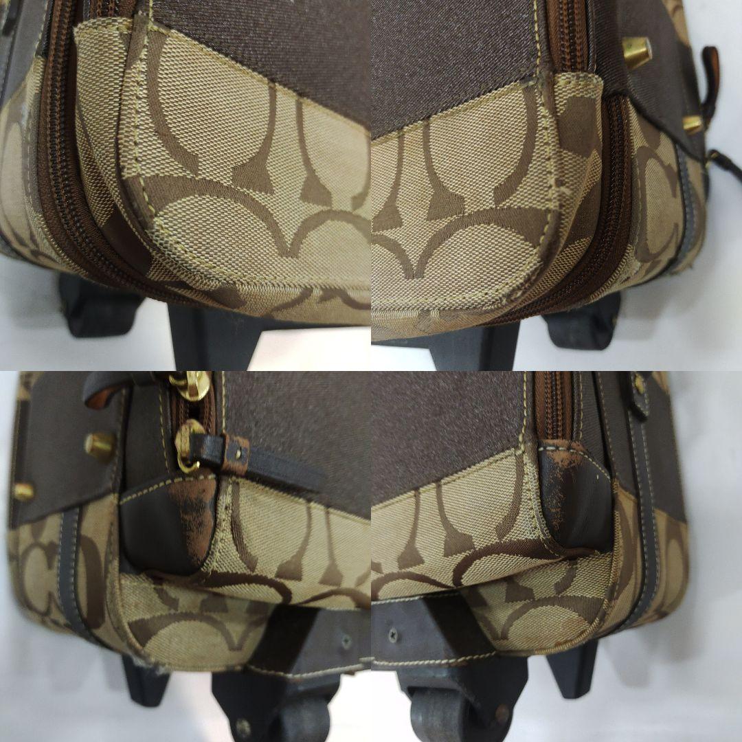 コーチ キャリーケース 旅行鞄 キャンバス×レザー シグネチャー