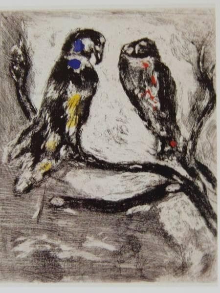 シャガール、鷲とフクロウ、希少画集画、新品高級額、額装付、状態良好