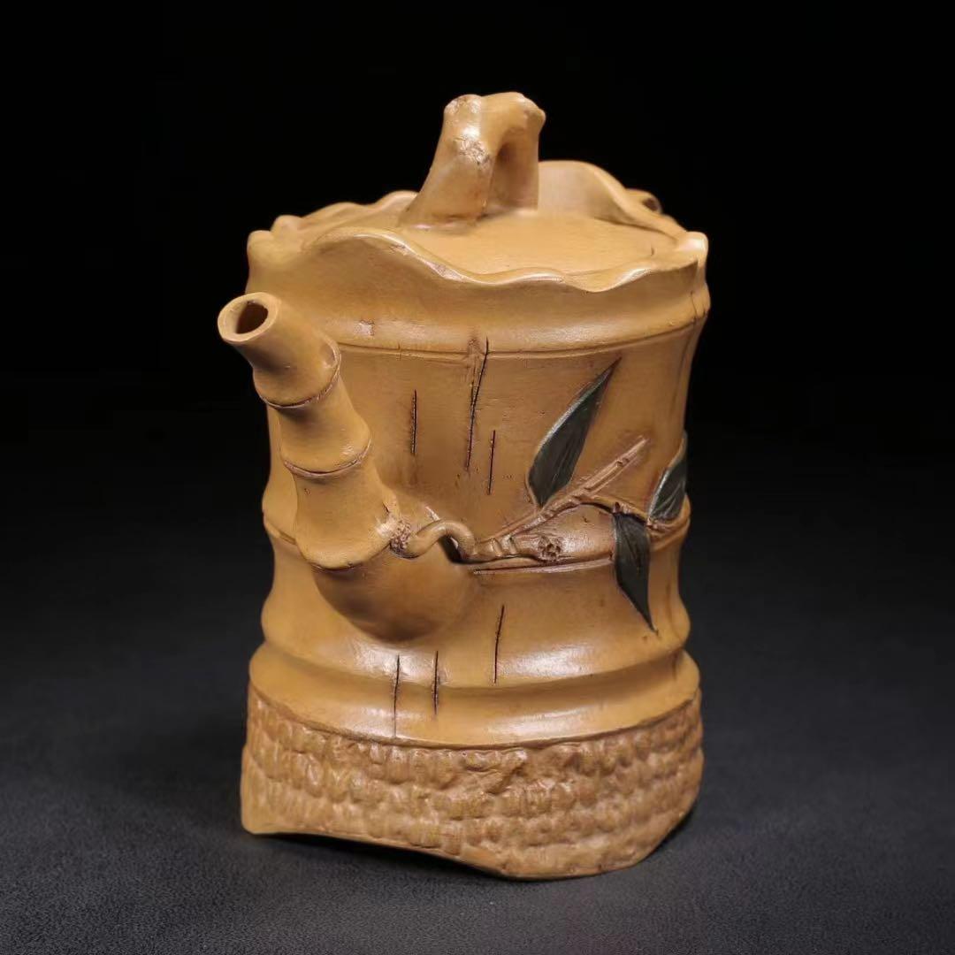 中国古美術・原鉱段泥 高風亮節壺 底款:陳鳴遠  紫砂壺・急須・茶壺・茶道具