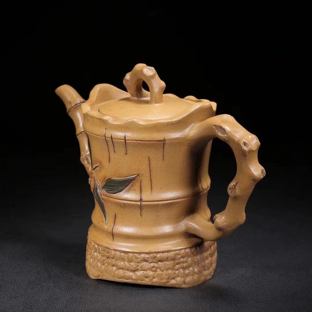 中国古美術・原鉱段泥 高風亮節壺 底款:陳鳴遠  紫砂壺・急須・茶壺・茶道具