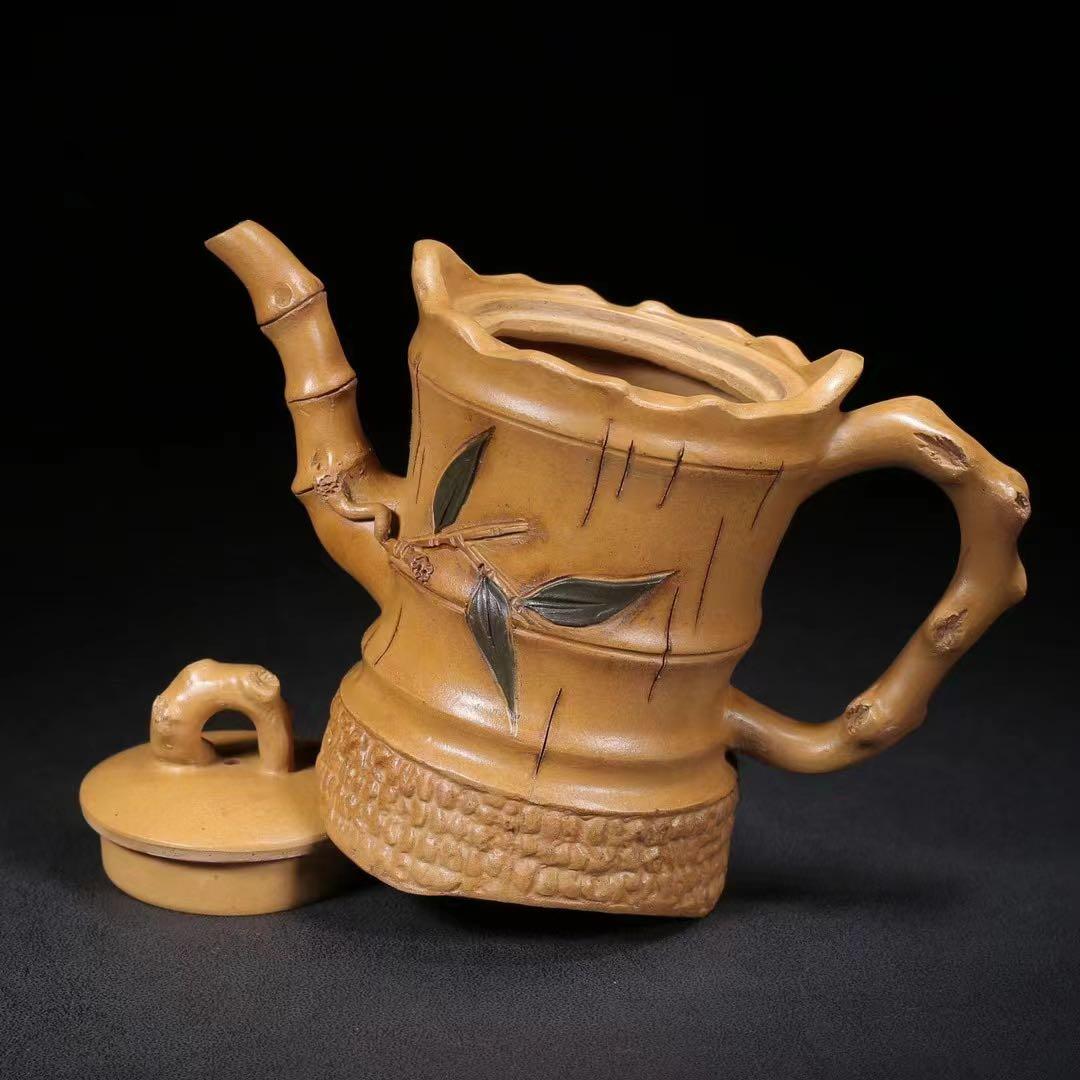 中国古美術・原鉱段泥 高風亮節壺 底款:陳鳴遠  紫砂壺・急須・茶壺・茶道具