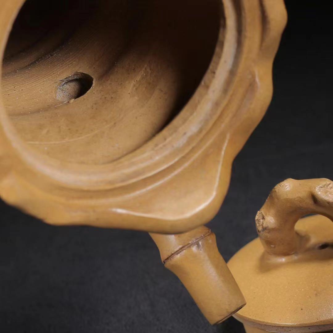 中国古美術・原鉱段泥 高風亮節壺 底款:陳鳴遠  紫砂壺・急須・茶壺・茶道具