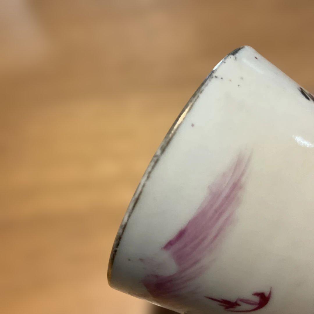 中国民国時代の茶碗 白地 赤絵