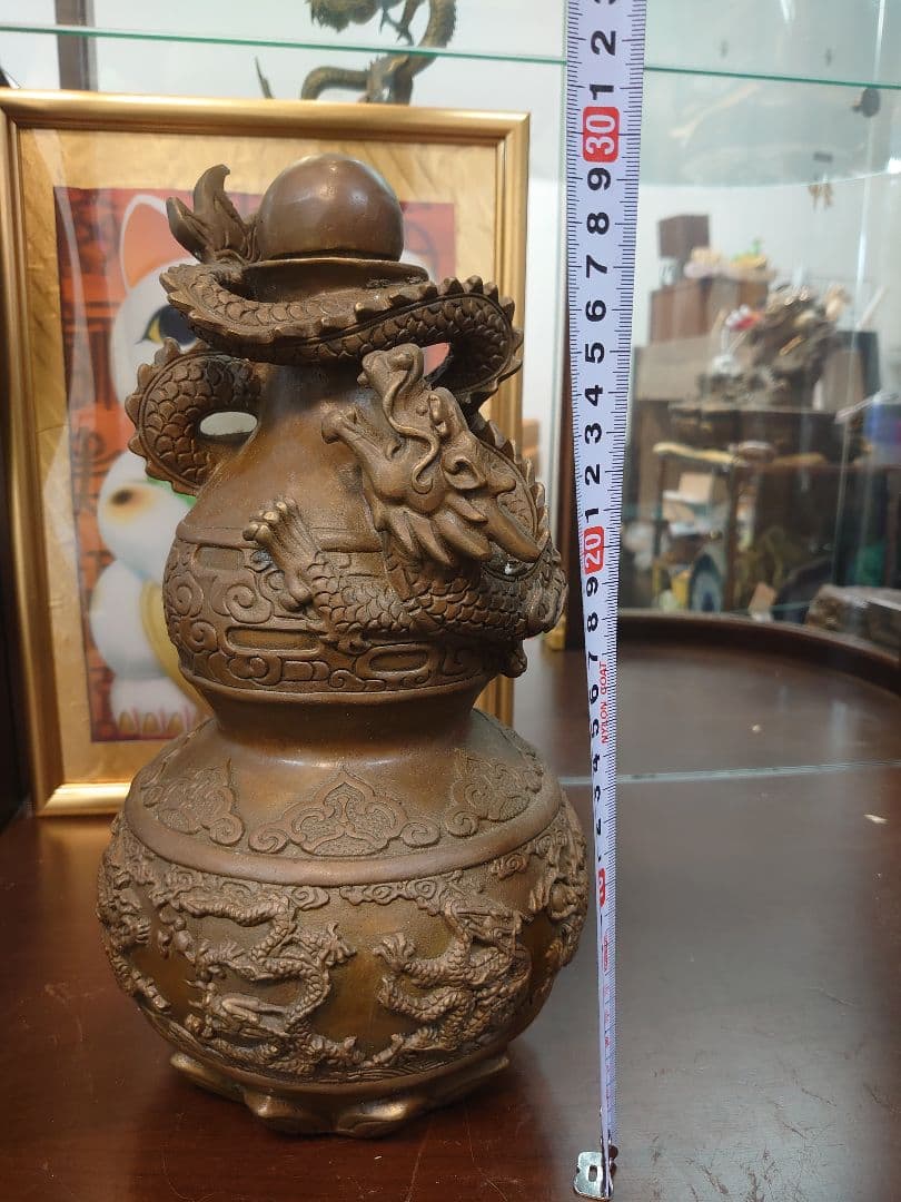 開運 龍 龍神 龍花瓶 置き物【真鍮製】日本非売品【台湾購入】