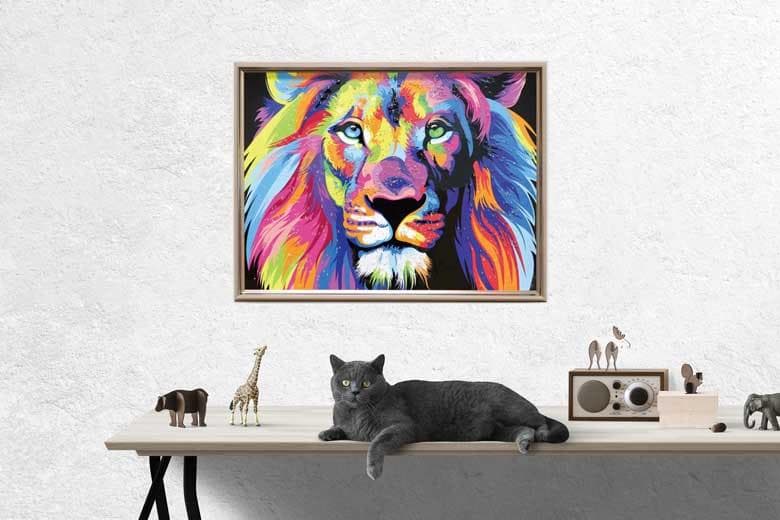 クリスタルアート ライオン ピクチャー アートフレーム POP