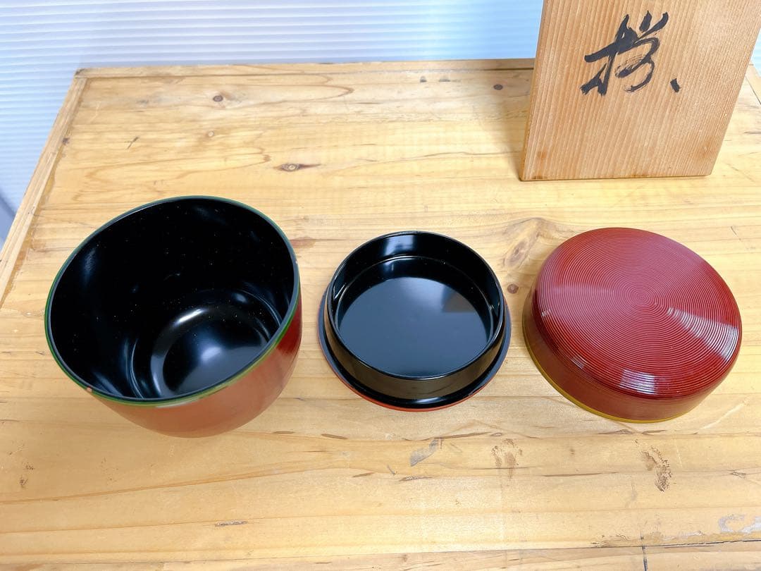 漆塗り 山中漆器 信玄弁当箱 6客セット 新品未使用 長期保管品