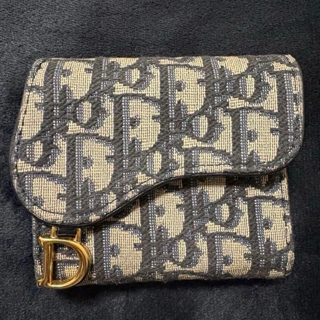 Dior サドル ウォレット ミニ財布 三つ折り ネイビー