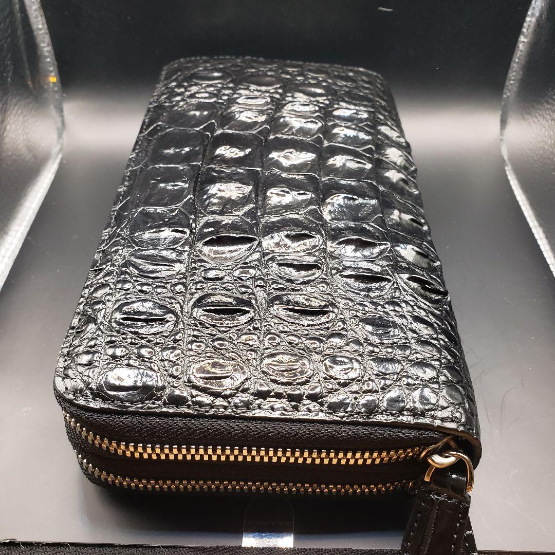 【新品未使用】シャムワニ革　長財布　人気のダブルファスナー