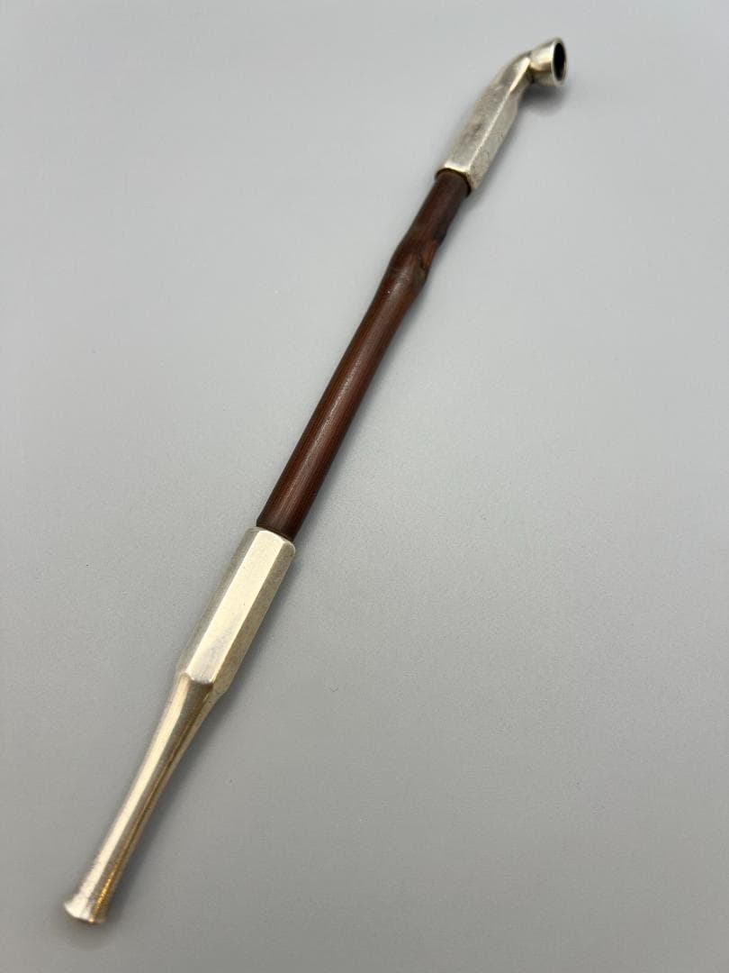 【海】純銀煙管　六角形　キセル　純刻印　銀細工　アンティーク　重量約34g