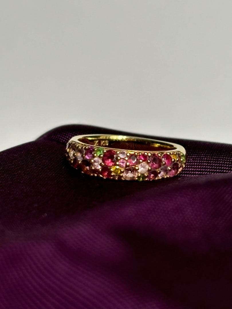 BIZOUXマルチカラージュエル K18YGリング ブーケ コスモス 9号