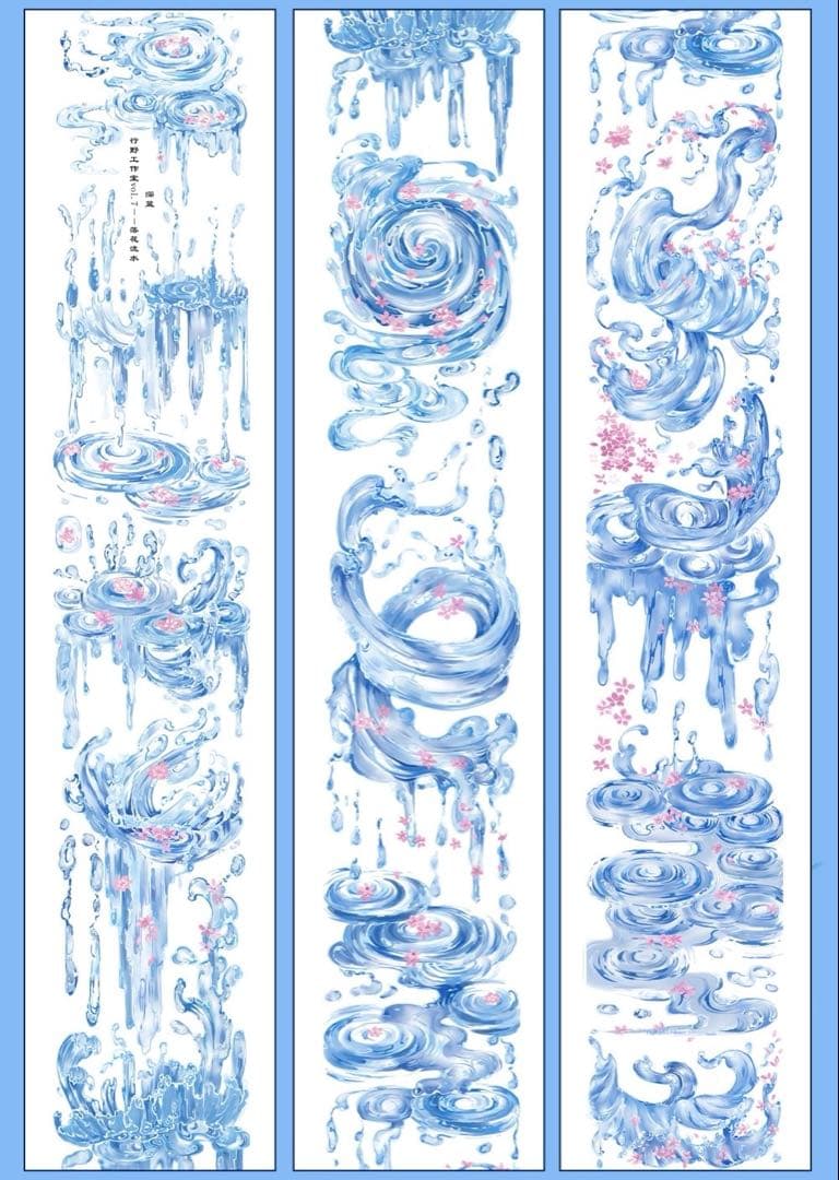 【9423】海外　3/5/巻　貝殻光マスキングテープ　水滴　一部半透明　装飾系