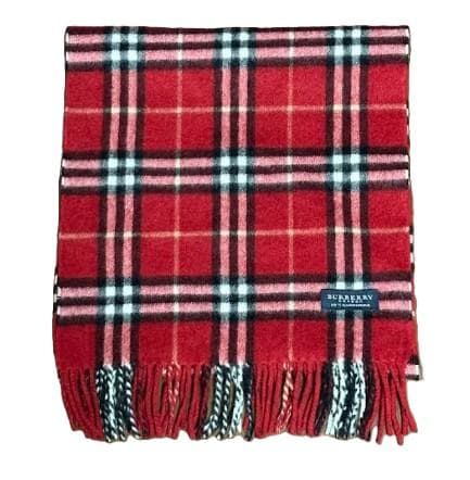 BURBERRY バーバリー マフラー カシミヤ100％ 定番チェック 赤