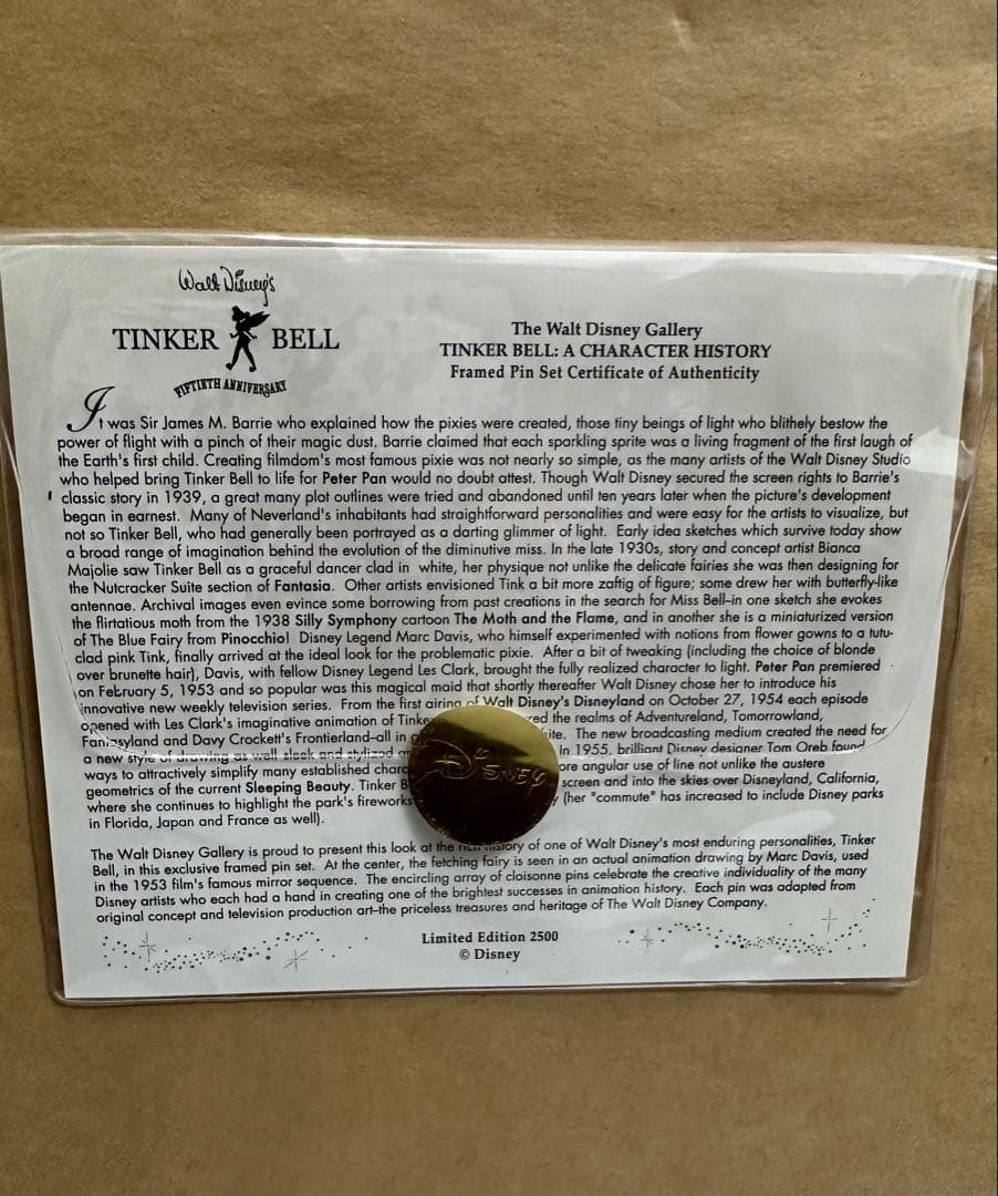 ティンカーベルピンバッチTinker Bellディズニーギャラリー2500限定