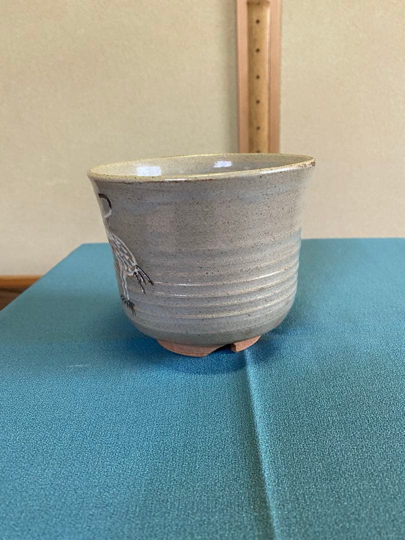 茶道具/茶碗 立鶴茶碗 廣州窯　共箱