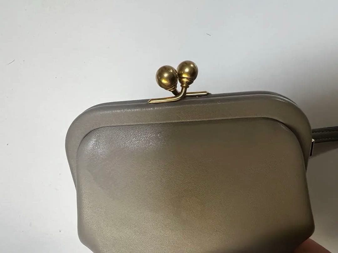 coachコーチキスロックパースがま口財布グラブタンレザー　グレー