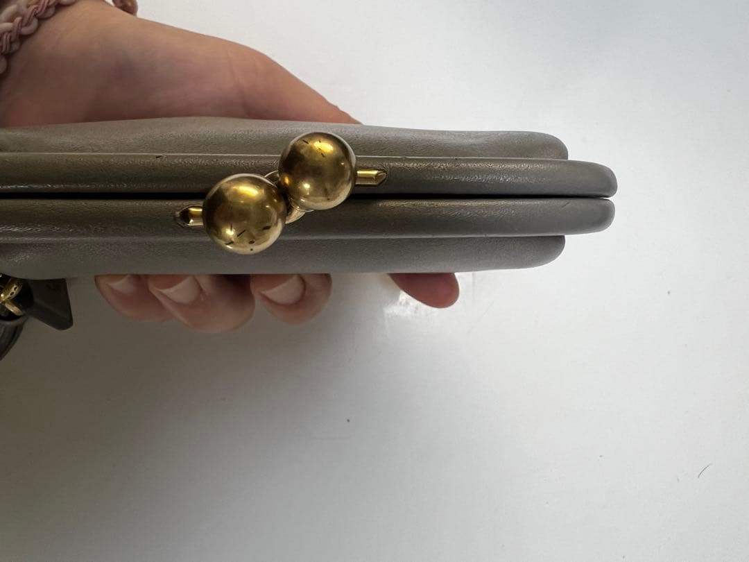 coachコーチキスロックパースがま口財布グラブタンレザー　グレー