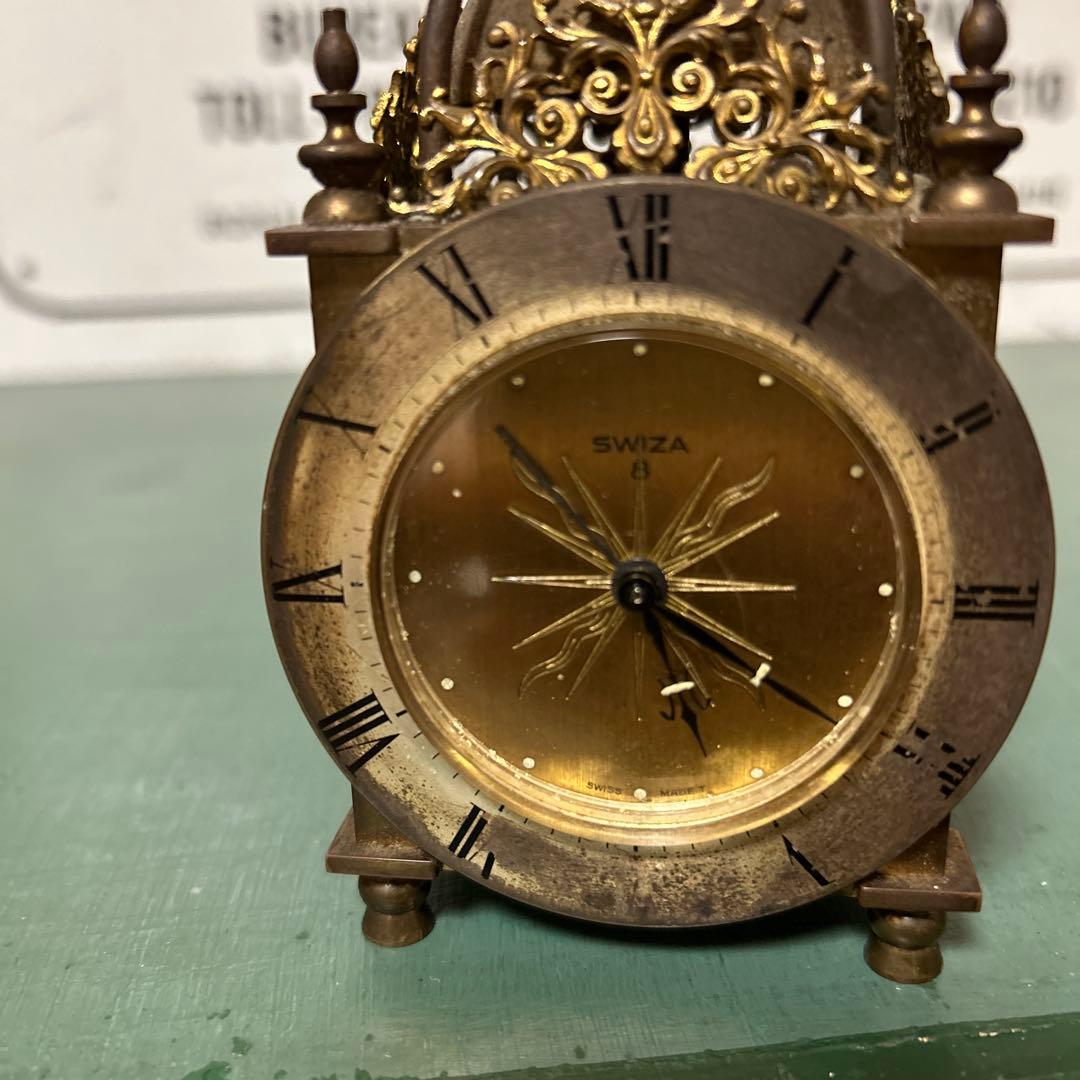 ヴィンテージ Swiza スウィザ 置時計 手巻き ゴールド スイス製 真鍮