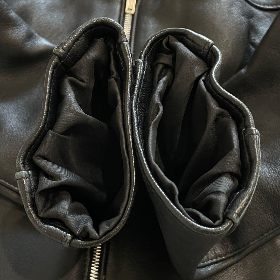 666 LEATHER WEAR レザージャケット ライダース 羊革 黒 英国製