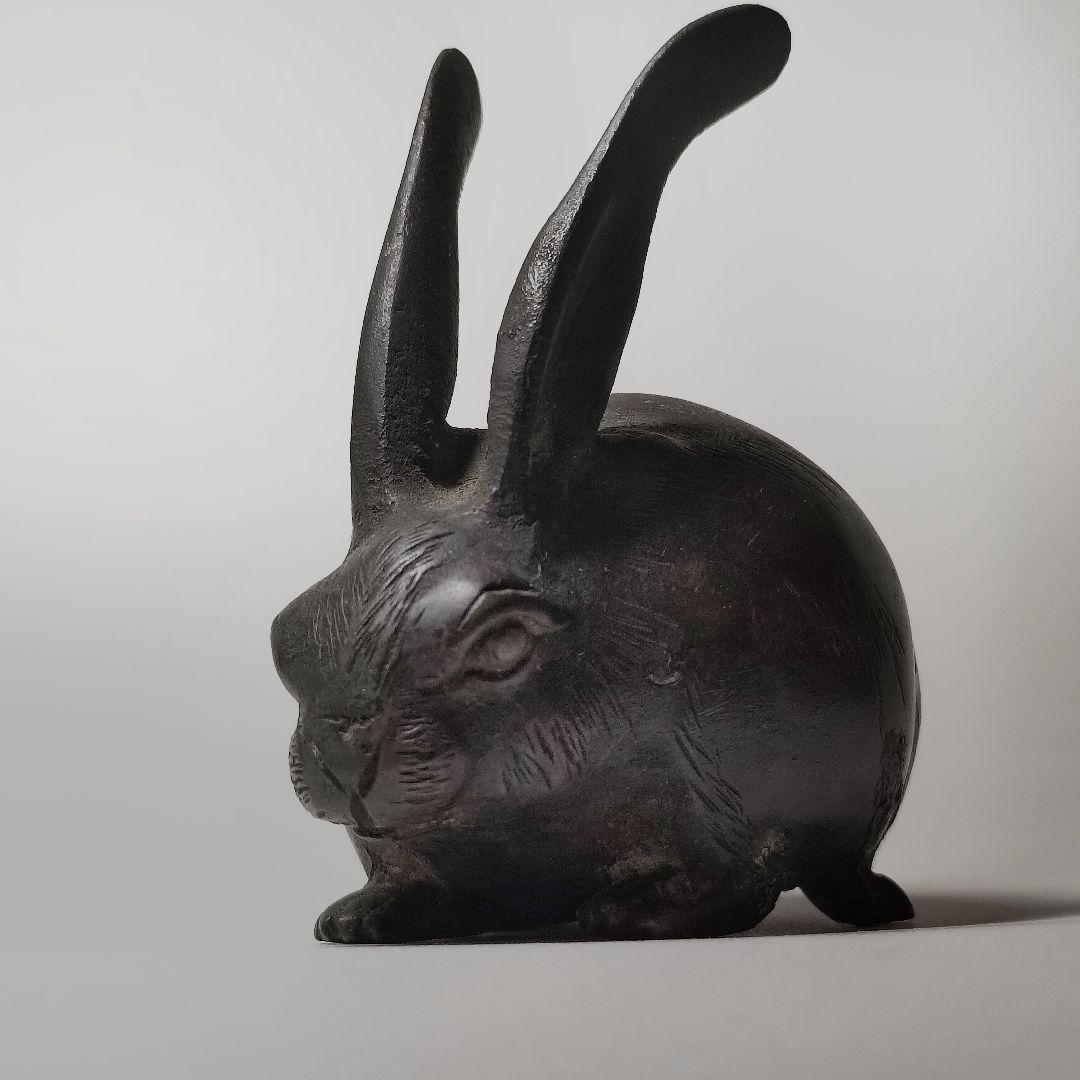 古銅　長耳兎置物　江戸時代