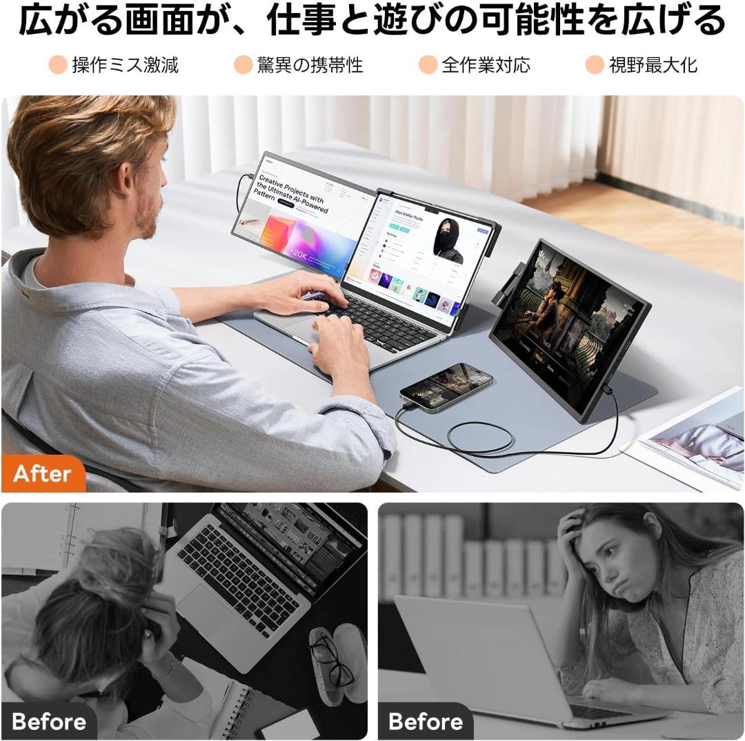 デュアルモニター 14インチ トリプルモニター FHD 1200P IPS