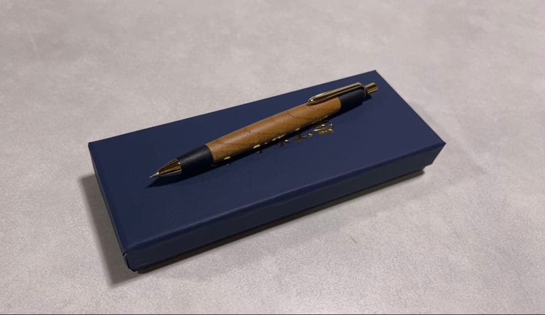 【新品】欅ケヤキの軸シャープペンシル 野原工芸オイル ＆箱＆木ブロックつきMP