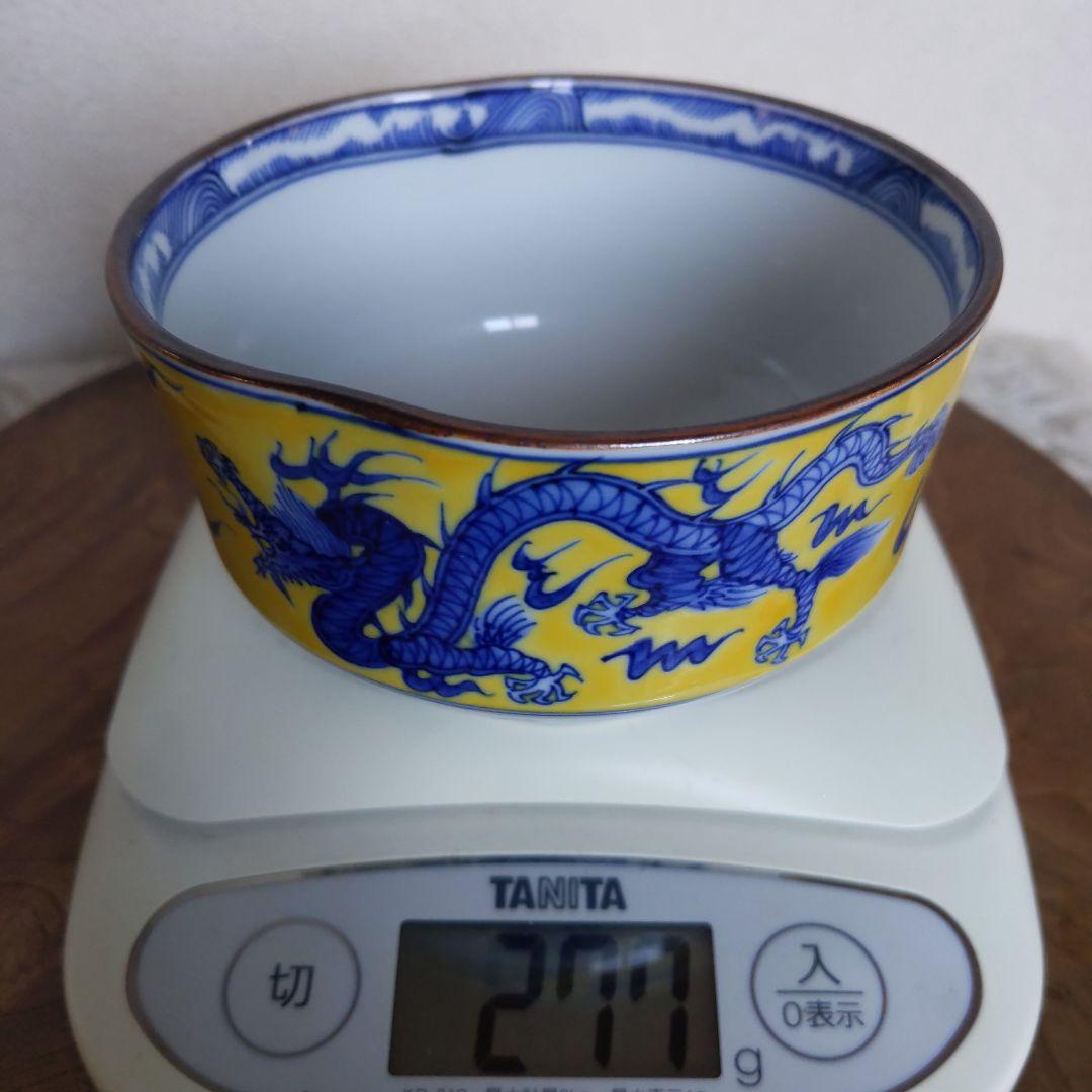 抹茶茶碗　手塚祥堂　作　染付黄彩竜文　表千家　裏千家　平安　【匿名配送】