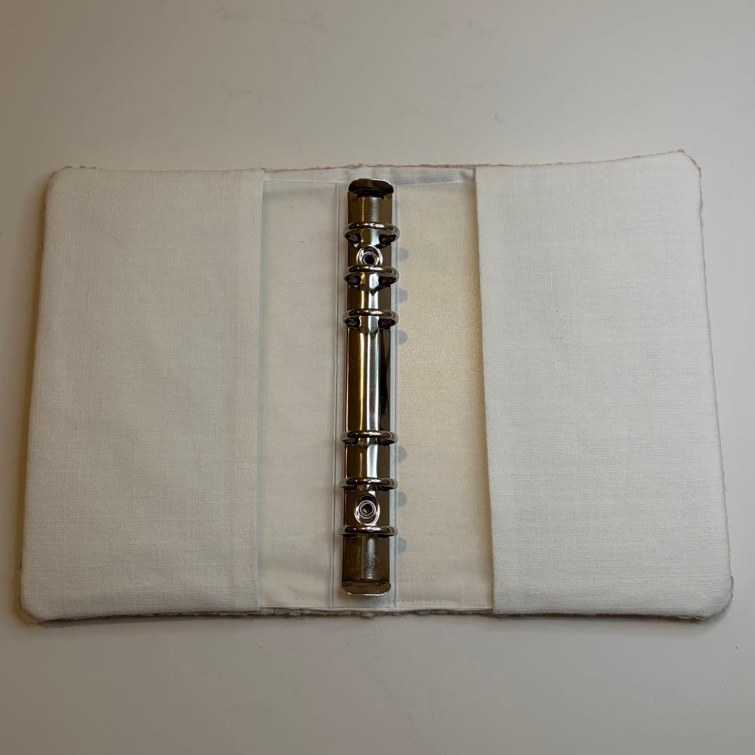 バインダーカバー　ピンク系花柄　A6 韓国　貯金