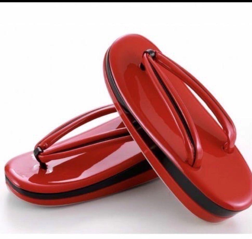 赤エナメル　和装バック&草履セット