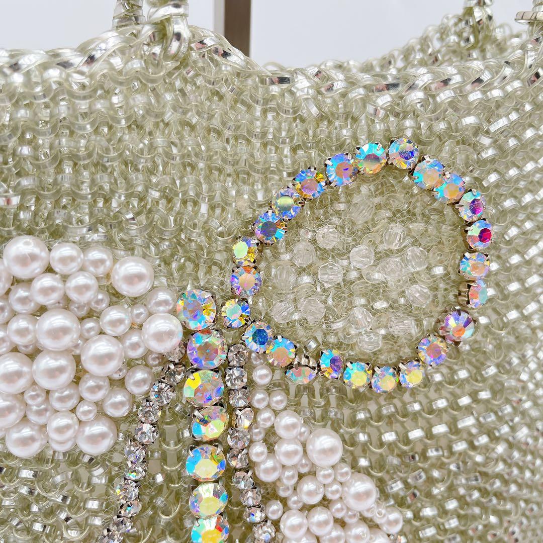 極美品✨【アンテプリマ】2wayワイヤーバッグ シルバーリボン ビジュー 保存袋