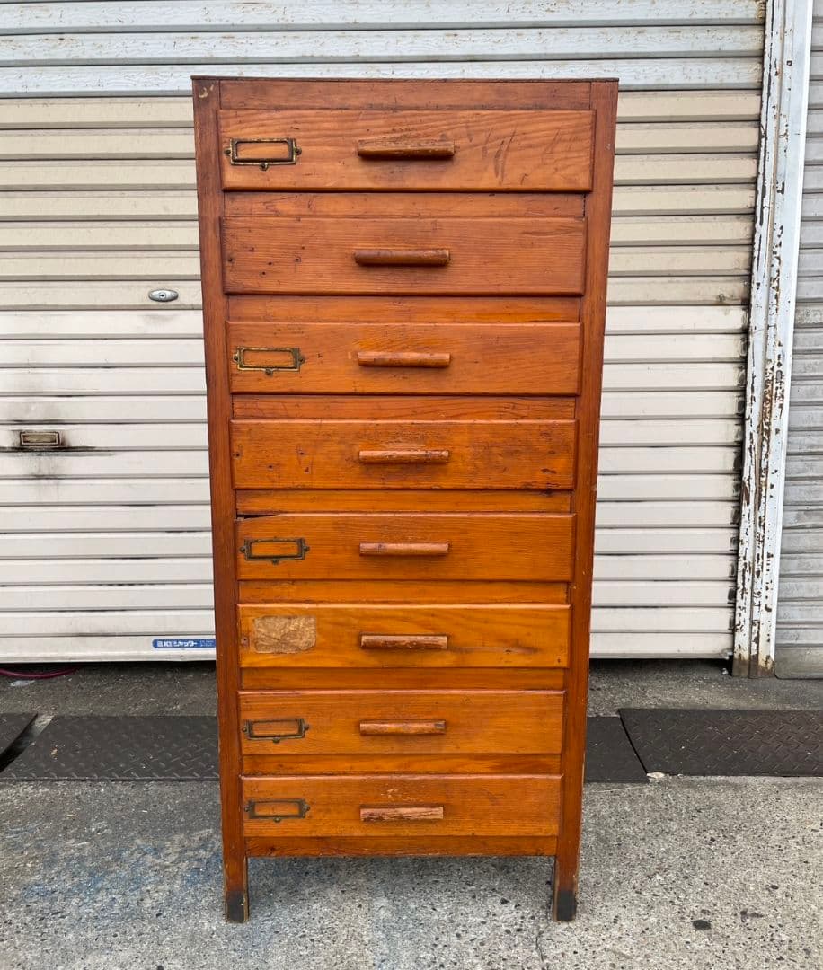 USアンティーク 古い木の引出し チェスト 書類ケース 棚 古家具 ヴィンテージ