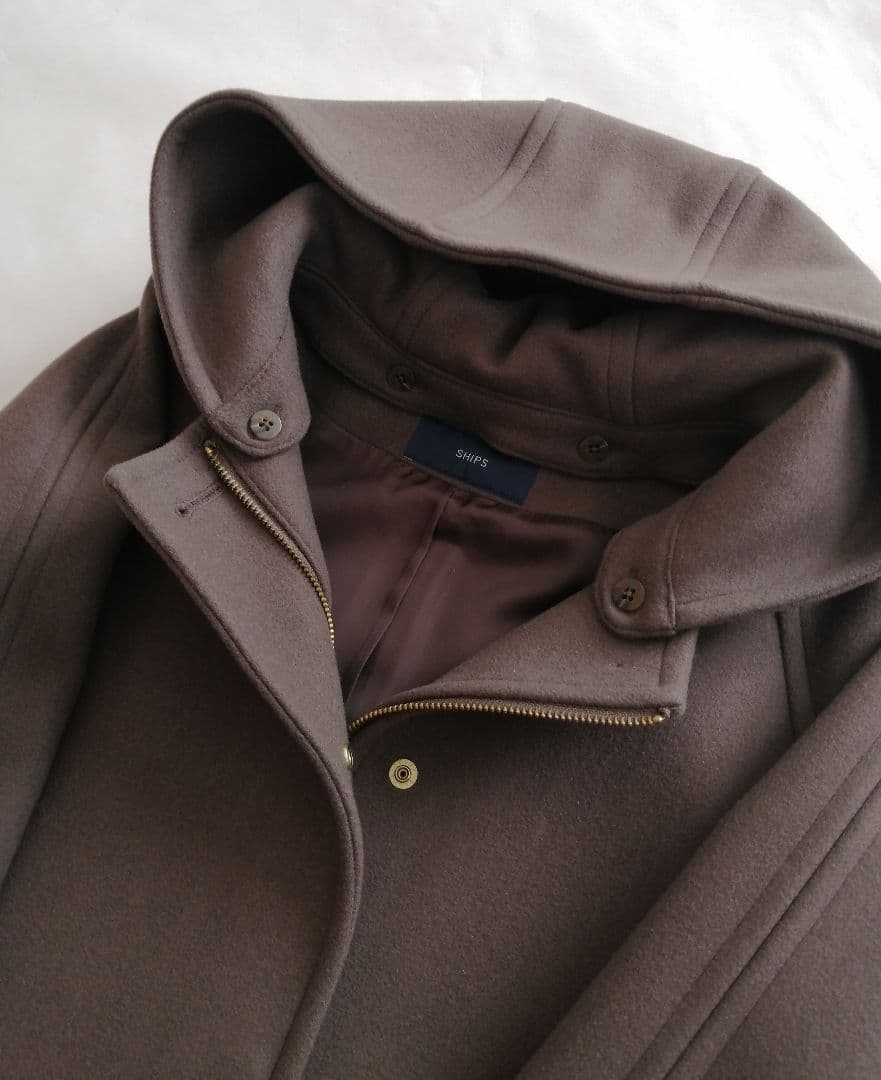 SHIPS ブラウン フード付き コート