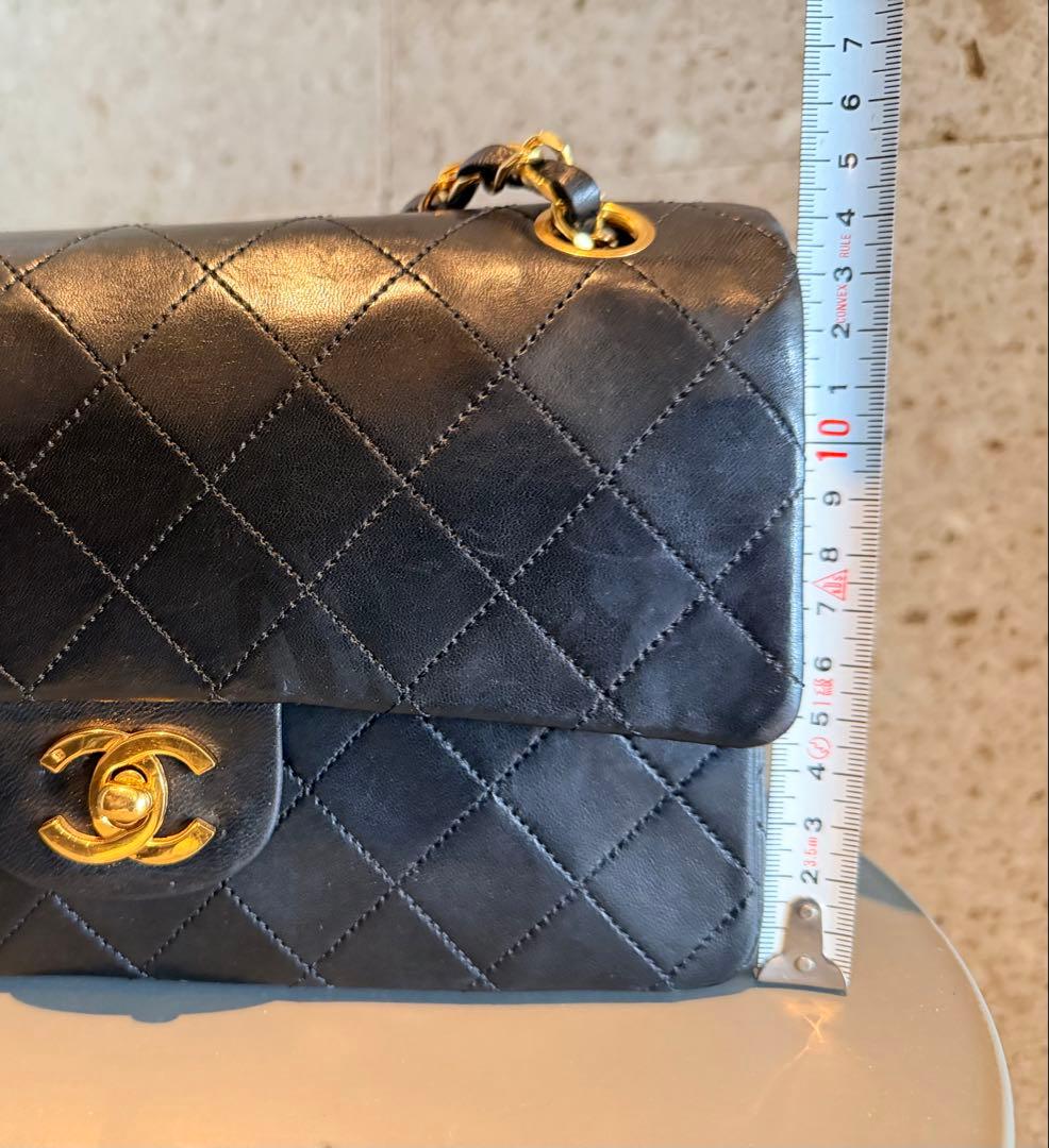 CHANEL ヴィンテージマトラッセ ダブルチェーン G金具 ブラック