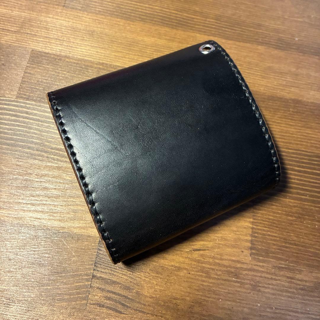 ショートトラッカーウォレット　MARYAM社　ホースバット　丘染めブラック　茶芯