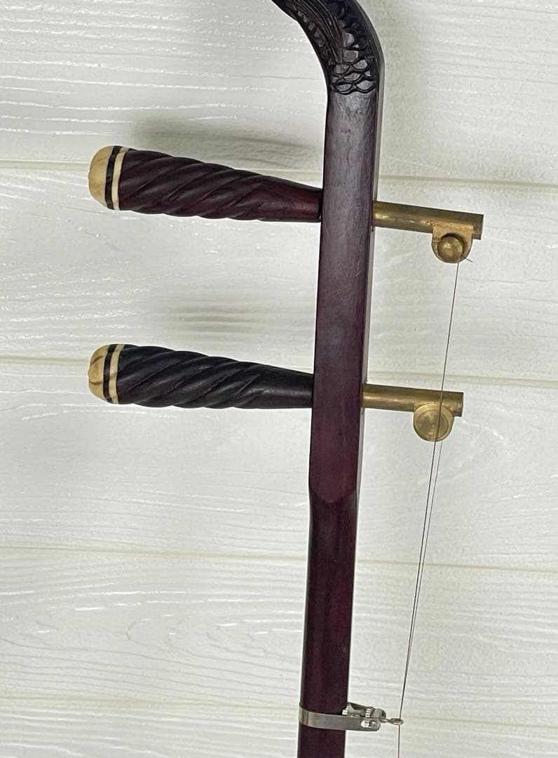 高級 中国 弦楽器　二胡 龍頭 竜頭 民族楽器 蛇革　ハードケース付属