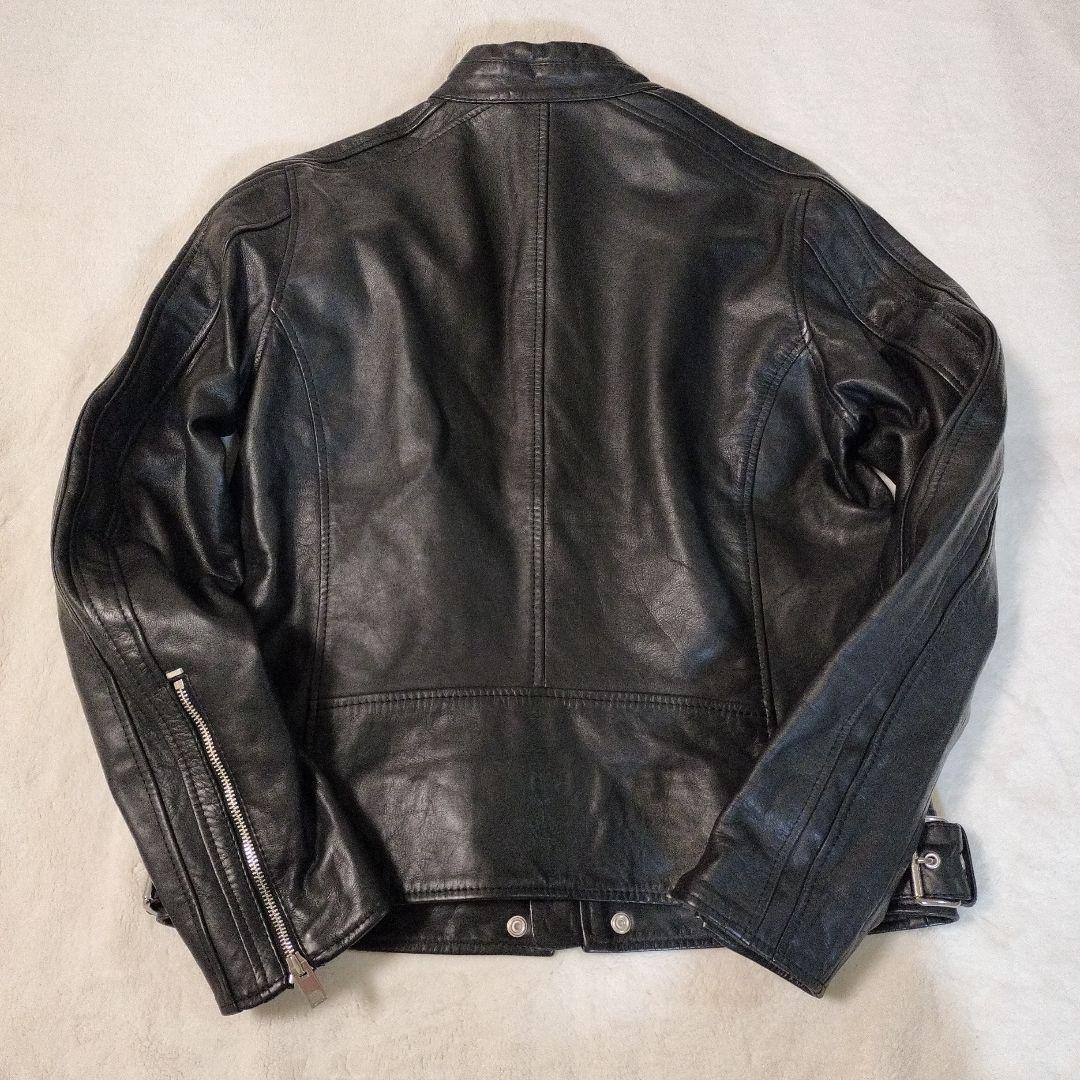 【美品】ディーゼル　牛革　シングルライダースジャケット　Ｌサイズ　ブラック