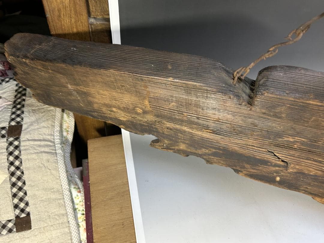 魚板　110㎝　時代 古道具 壁掛け　魚鼓 在銘　仏教美術　雑貨　流木　オブジェ