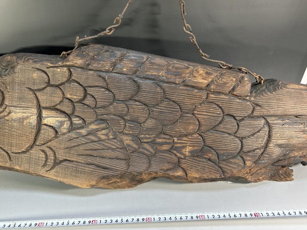 魚板　110㎝　時代 古道具 壁掛け　魚鼓 在銘　仏教美術　雑貨　流木　オブジェ