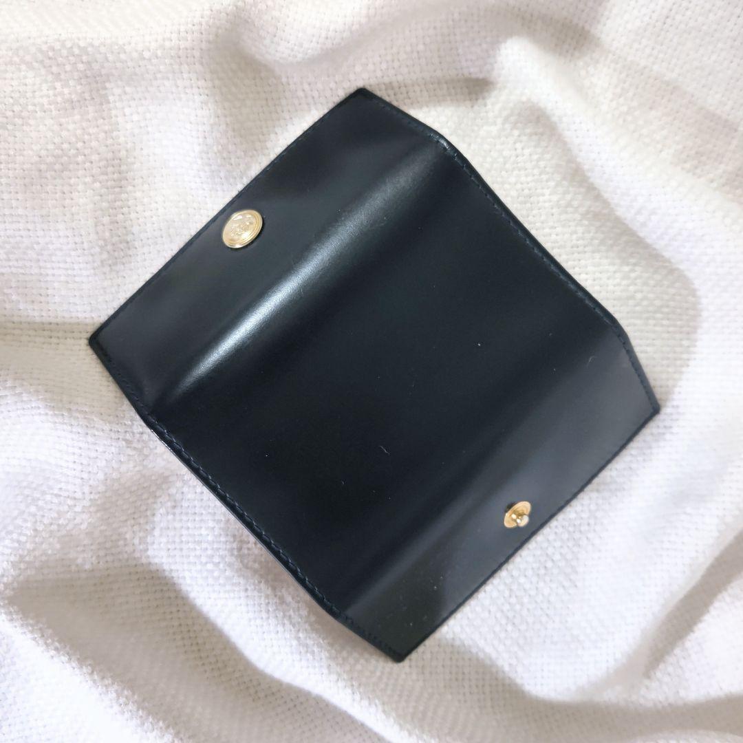 エッティンガーETTINGERブライドルレザーフック付きキーケース紺ネイビー黄