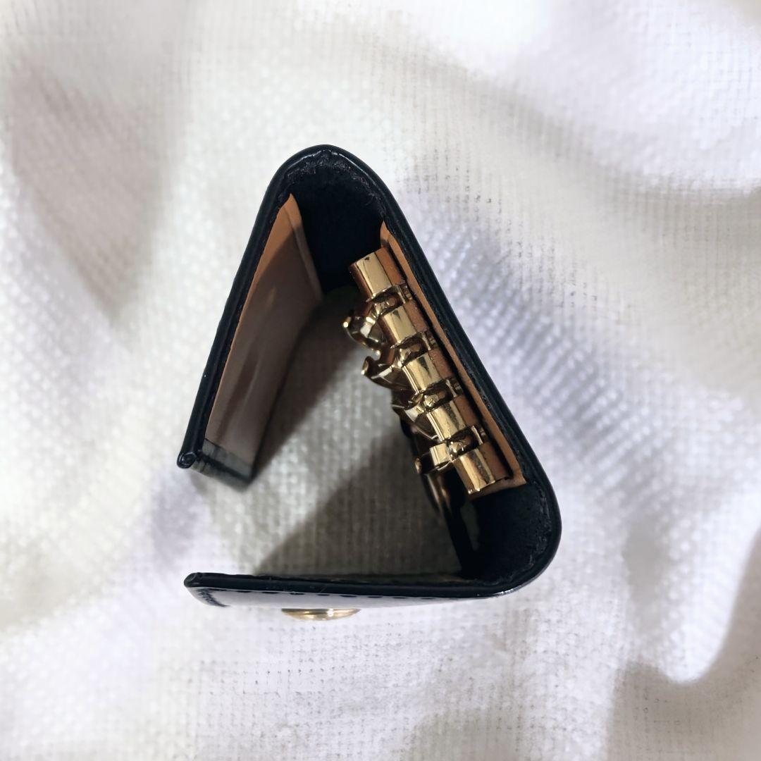 エッティンガーETTINGERブライドルレザーフック付きキーケース紺ネイビー黄