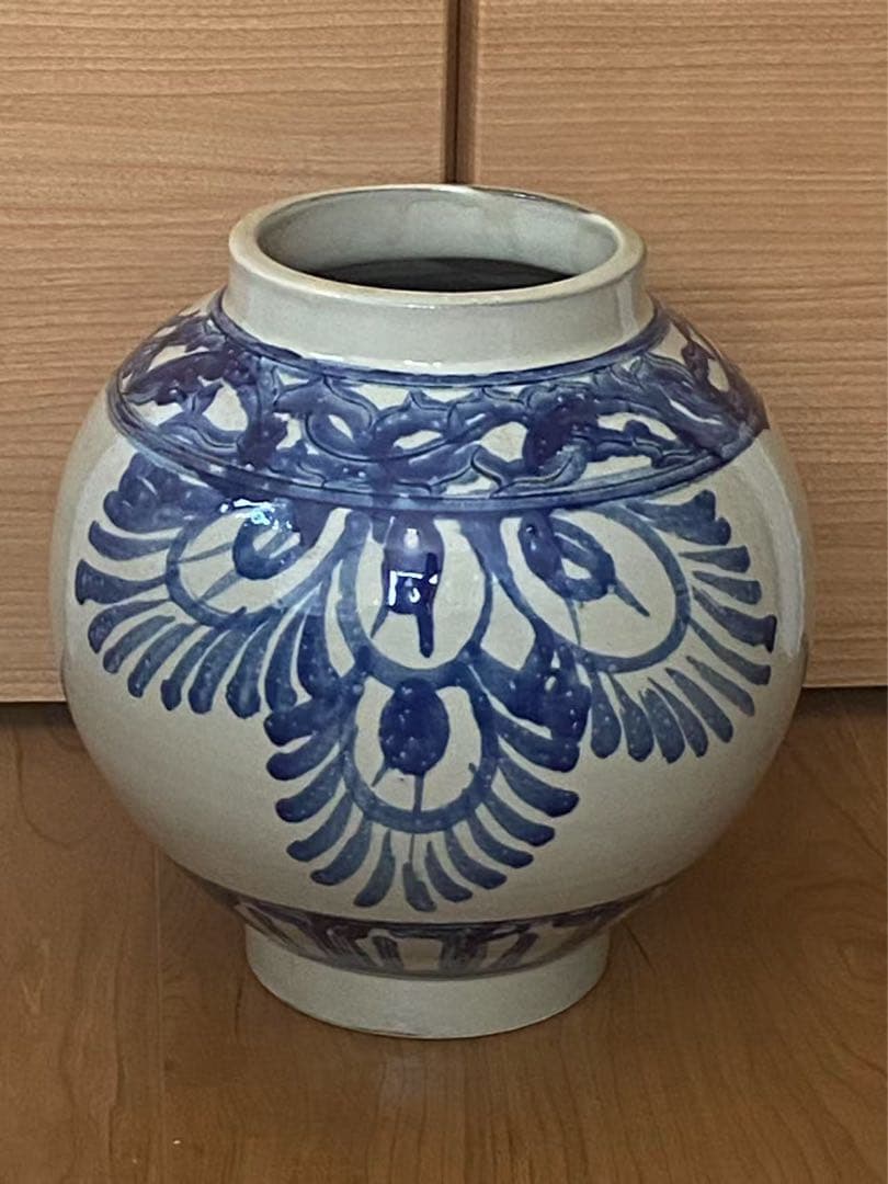 中国 染付草花文壶時代 青花 大壺 花瓶 古董