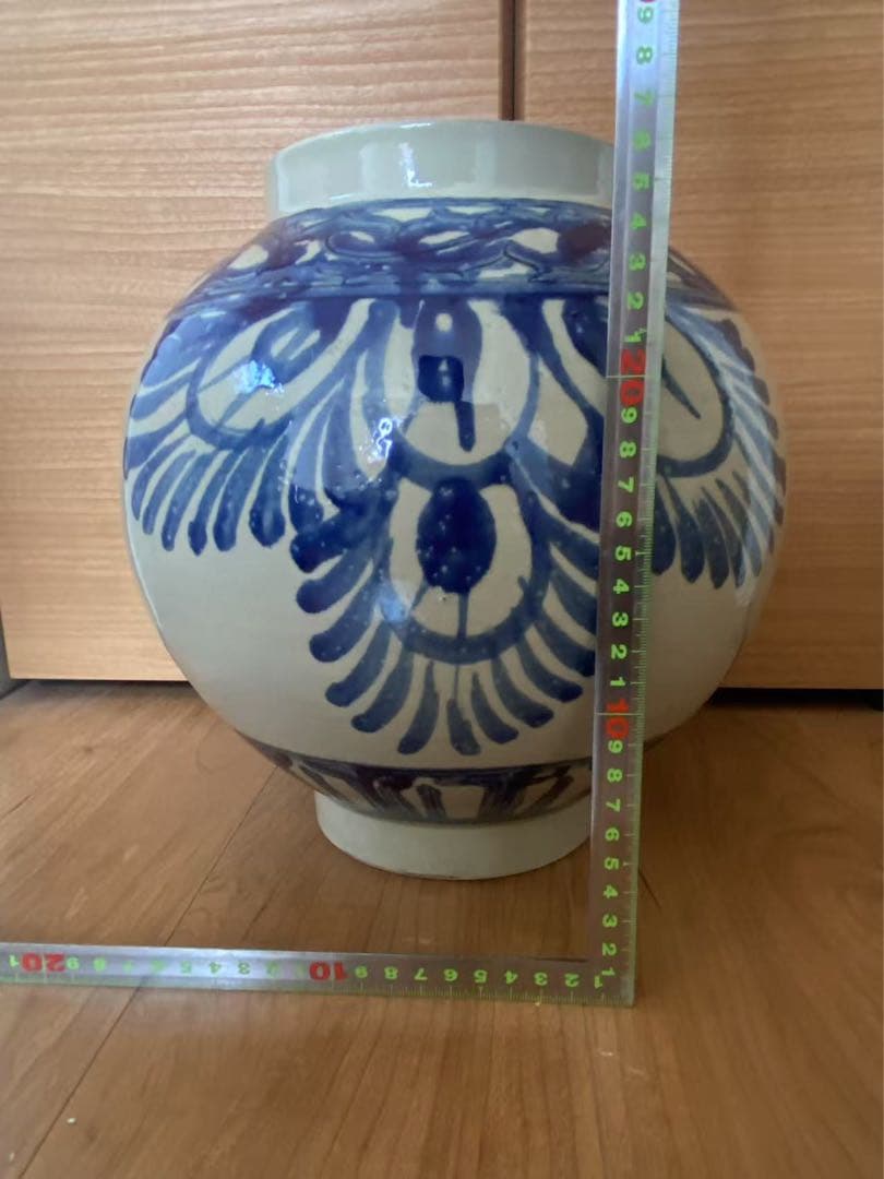 中国 染付草花文壶時代 青花 大壺 花瓶 古董