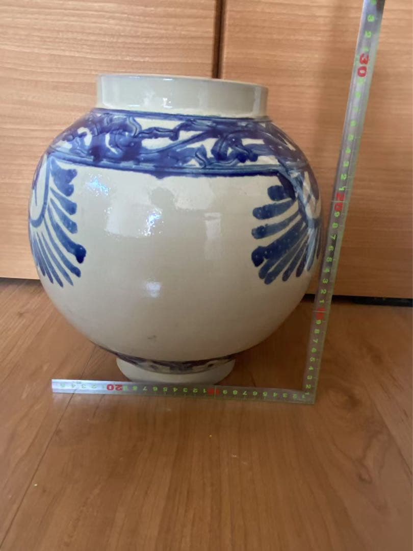 中国 染付草花文壶時代 青花 大壺 花瓶 古董