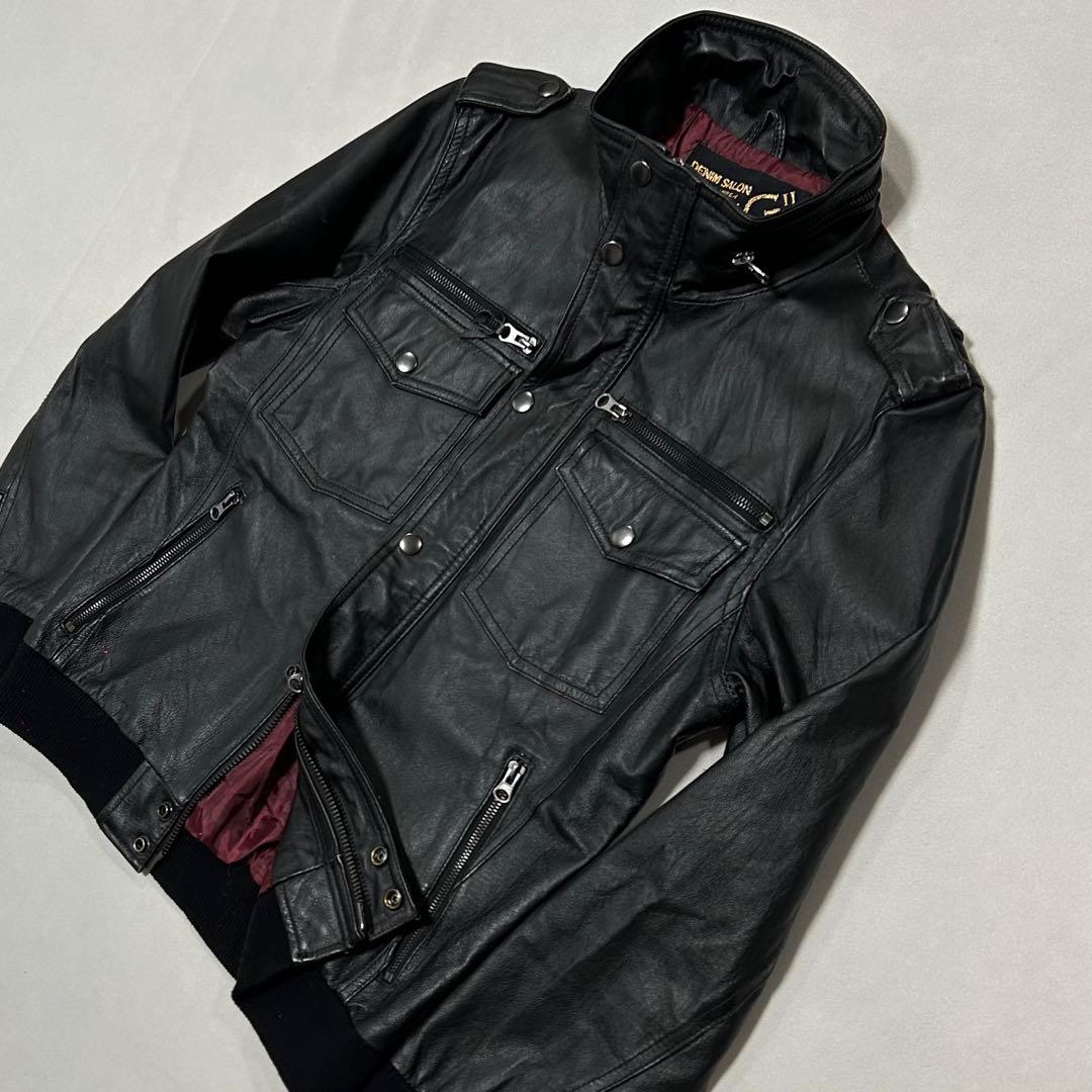 00s ピッグ レザー シングルライダース ダブルジップ モードロック y2k