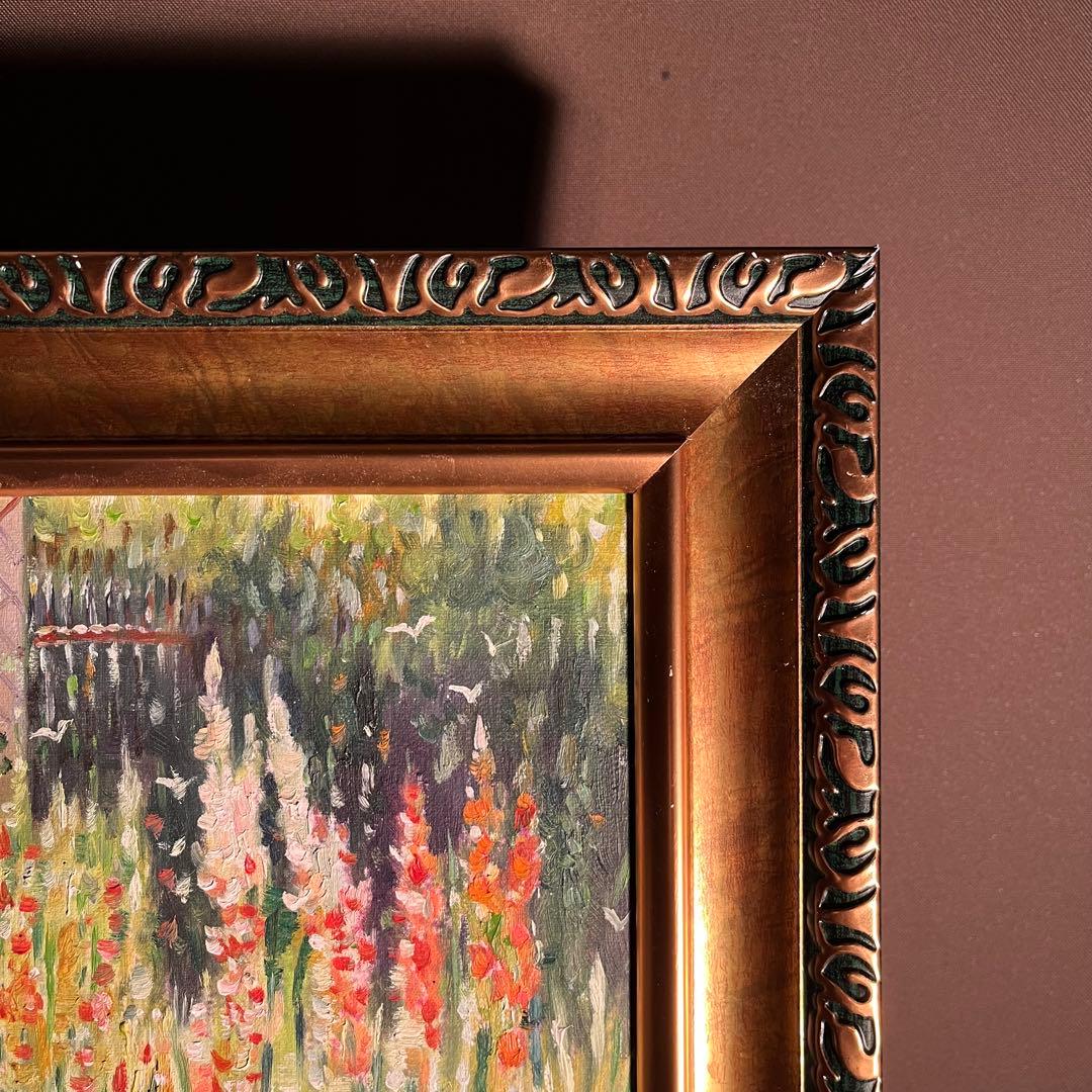 手書き油絵 クロード・モネ グラジオラス 額付き 肉筆絵画 インテリア 油彩画