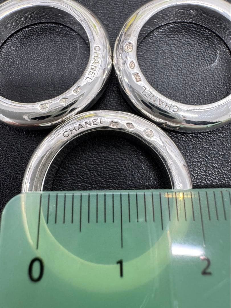 CHANEL シャネル ロゴ 3連リング SV925 ヴィンテージ13号〜14号