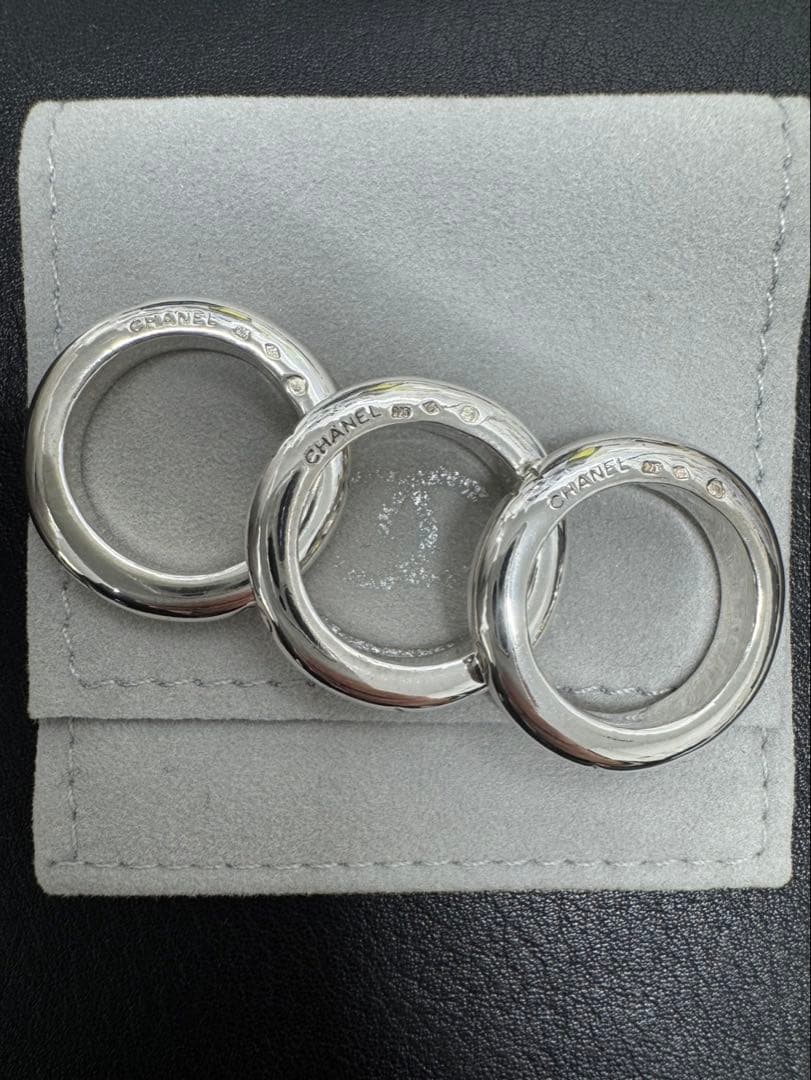 CHANEL シャネル ロゴ 3連リング SV925 ヴィンテージ13号〜14号