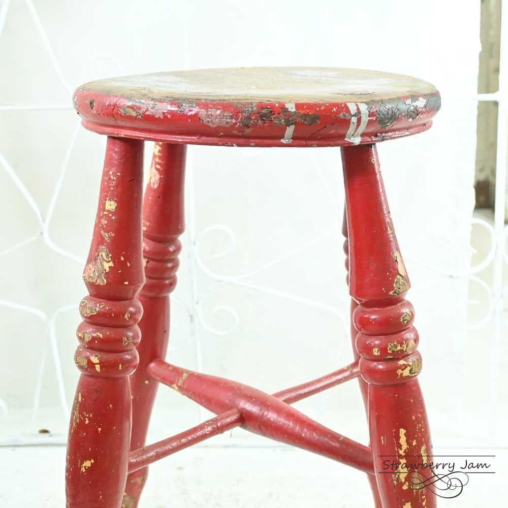 L3705-11 英国アンティーク スツール ヴィクトリア 赤 キッチンスツール