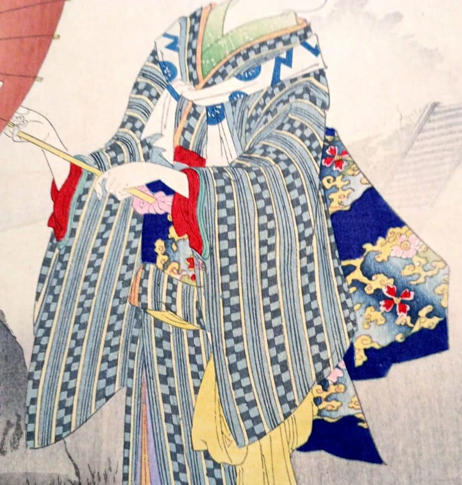 浮世絵版画、雪月花（花上野)橋本周延画、明治32年1月出版